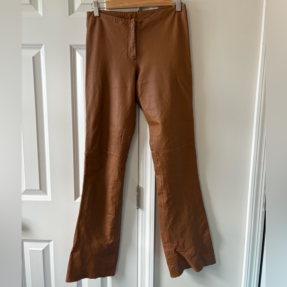 Vakko VS2 Vintage Beige Leather Pants Y2K - Picture 5 of 16
